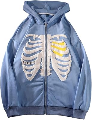 Sweat à capuche zippé marlco y2k skeleton squelette noir