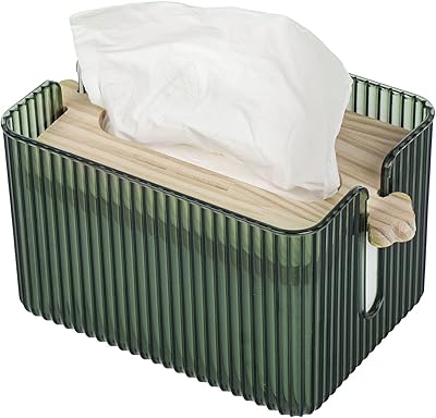 Boîte à mouchoirs en plastique avec couvercle en bois, petit porte-mouchoirs moderne