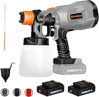 Pistolet à peinture sans fil worksite 20 v avec 2 piles pistolet électrique