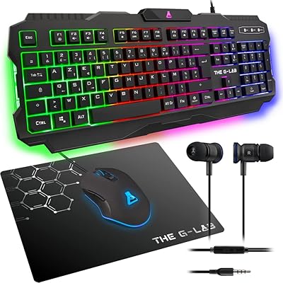 Ensemble de jeu g-lab 4-en-1 helium combo clavier qwerty rétroéclairé