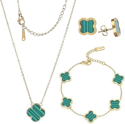 Ensemble de bijoux plaqué or 18 carats, bracelet, collier et boucles d'oreilles