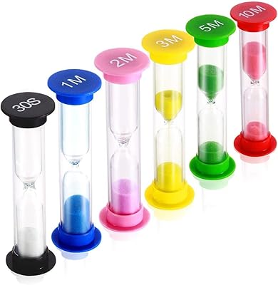 Minuteur en verre, 6 pièces, sablier coloré 30 secondes/1 minute/2 minutes/3 minutes/5 minutes/10 minutes pour cuisine, bureau, école, brosse à dents (6 couleurs). La boutique en ligne DIAYTAR COTE D'IVOIRE propose une gamme étendue de produits pour répondre aux besoins de ses clients. Elle met en avant des produits locaux et internationaux de qualité, avec des prix abordables et des délais de livraison rapides. La boutique est leader sur le marché ivoirien grâce à sa sélection de produits et ses services de qualité.