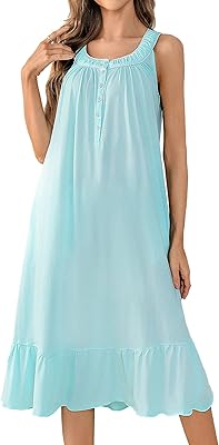 Chemise de nuit sans manches en coton doux pour femme, chemise de nuit