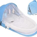 Lit bébé multifonctionnel star babies avec moustiquaire bleu une pièce