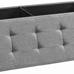 Banc de rangement ottoman pliant sung mikes 43", boîte de rangement, repose-pieds, coffre