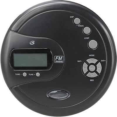 Lecteur cd portable gpx pc332b avec protection contre les sauts, radio fm