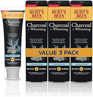 Dentifrice burt's bees, arôme naturel, dentifrice au charbon de bois et fluorure, menthe