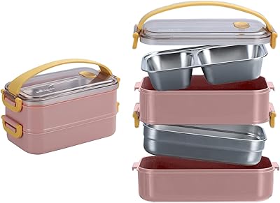 Boîte à bento smilee en acier inoxydable pour enfants et adultes avec séparateurs