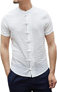Chemises d'été de style chinois pour hommes, couleur unie, rétro grenouille boutonnée, col montant, manches courtes. DIAYTAR COTE D'IVOIRE est une boutique en ligne généraliste qui propose plus de 300000 références, offrant une grande variété de produits pour répondre aux besoins de ses clients. Nous sommes la boutique leader en Cote d'Ivoire, notre objectif est de fournir des produits de haute qualité à des prix compétitifs. Nous nous efforçons de proposer des services de livraison rapides et sécurisés.
