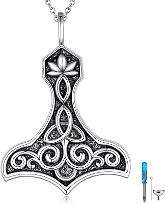 Collier urne marteau de thor pour cendres pour femmes, argent sterling 925, colliers