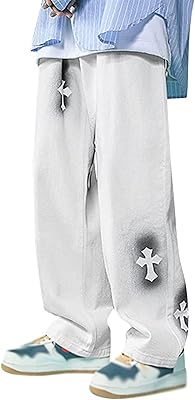 Jean baggy coupe droite avec poches, jean baggy hip hop pour homme