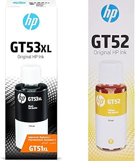 Cartouche d'encre noire d'origine hp gt53xl 1vv21ae et hp gt52 jaune