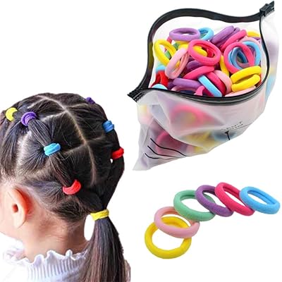 Paquet de 200 élastiques à cheveux pour filles couleur bonbon et élastique