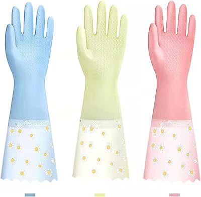 3 paires de gants de nettoyage, gants en caoutchouc imperméables réutilisables, gants
