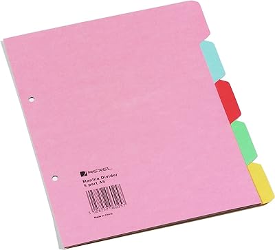 Intercalaire rexel manila en 5 parties, format a4, multicolore