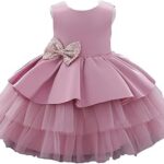 Bestgift robe à fleurs pour filles, robe tutu de mariage en dentelle