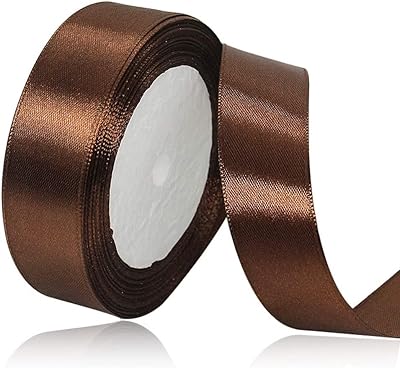 Ruban de satin marron moka, tissu polyester 24 mm x 25 mètres