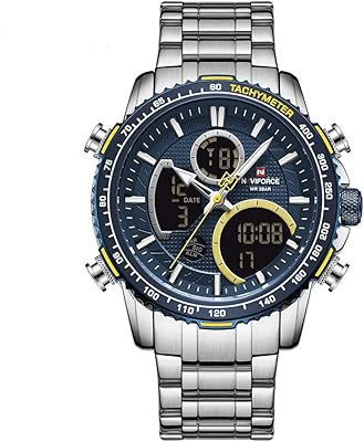 Montre numérique de luxe pour hommes, en acier inoxydable, mouvement à quartz analogique