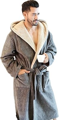 Zoycom peignoir pour homme nouveau d'hiver en cachemire corail à capuche flanelle confortable