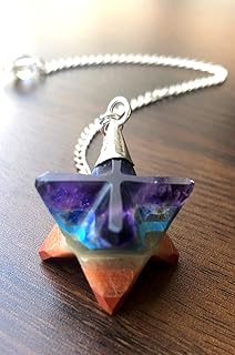 Pendule crystalmiracle chakra merkaba en forme d'étoile, pierre précieuse de guérison en cristal