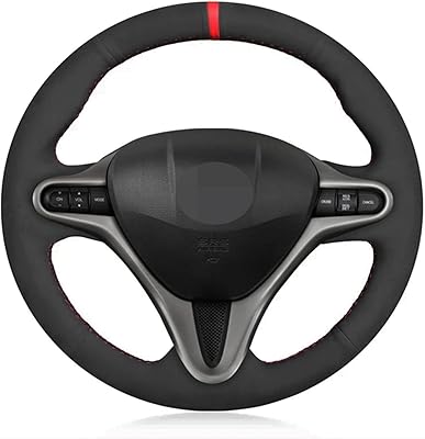 Couvre-volant de voiture noir cousu à la main pour honda civic civic 8