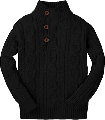 Pull col rond garçon avec boutons sur le haut, tricoté pour l'hiver, à
