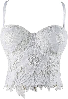 Corset bustier femme - corset push up sexy en dentelle blanche bustiers gothiques