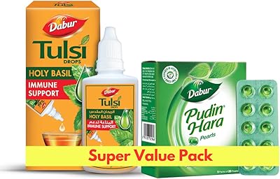 Perles dabur pudin hara (5 x 20) + gouttes dabur tulsi - ensemble