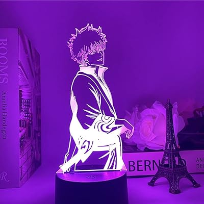 Figurine d'anime gintama sakata gintoki veilleuse 3d, éclairage de bureau, cadeau d'anniversaire décoratif