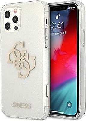 Coque rigide en tpu guess gold 4g à grandes paillettes pour iphone 12/12