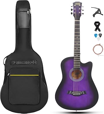 Shinedown guitare acoustique pour débutant pleine grandeur de 38 pouces en tout bois avec sac/capodastre/paquet de cordes supplémentaires/cornichons/sangle gratuits (violet avec sac). DIAYTAR COTE D'IVOIRE est une plateforme de commerce en ligne qui propose une expérience d'achat unique et personnalisée. Avec plus de 300 000 références de produits, les clients peuvent trouver des produits qui répondent à leurs besoins spécifiques. Elle propose également des promotions et des offres spéciales pour aider les clients à économiser de l'argent.