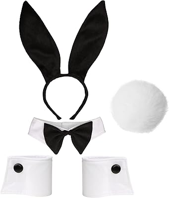 Ensemble de costumes de lapin - oreilles de lapin, bandeau, nœud papillon, manches