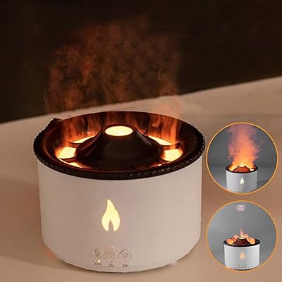 Diffuseur d'huiles essentielles, humidificateur de 360 ​​ml avec lumière de flamme volcanique, 3