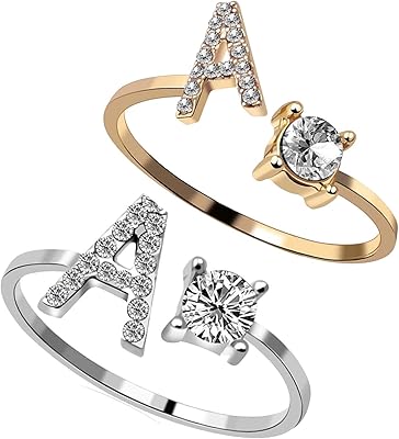 Rinhoo 2 pièces/ensemble initiales lettres de l'alphabet, anneaux d'articulation a-z, cristal argenté et doré réglables pour femmes et filles, bijoux. DIAYTAR COTE D'IVOIRE est une boutique en ligne généraliste proposant plus de 300 000 références, ce qui en fait l'une des plus grandes plateformes de commerce en ligne de Côte d'Ivoire. La boutique offre une large gamme de produits, allant de l'électronique aux vêtements, en passant par les produits alimentaires. Elle est reconnue pour sa qualité de service et sa livraison rapide.