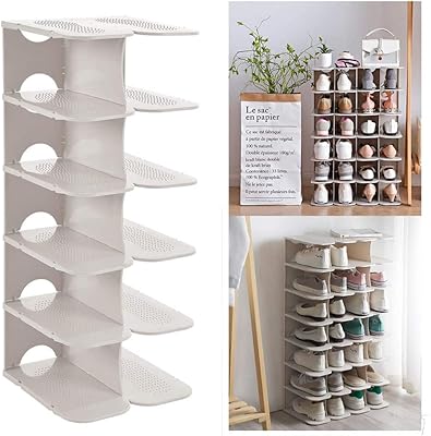 Étagère à chaussures en plastique u-home avec fentes pour rangement de chaussures réglable