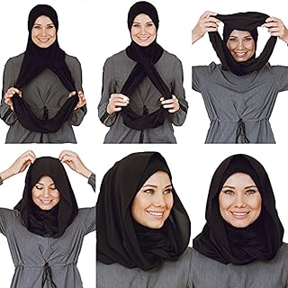 Coton et mousseline hijab instantané prêt à porter pour femme en velours