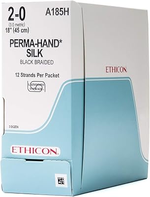 Cravate de suture en soie ethicon perma-hand, a185h, naturelle non résorbable, taille 2-0