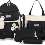 Ensemble de 4 sacs à dos avec épingle kawaii et accessoires, sac à