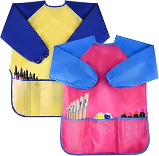 Tablier de dessin mamo bear art pour jeunes enfants, imperméable, manches longues
