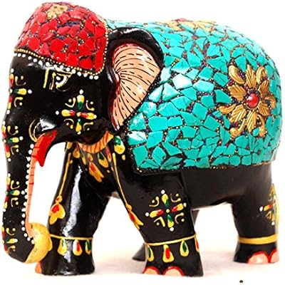 Vrindavan bazaar elephant dt look népalais 4 pouces pour la décoration