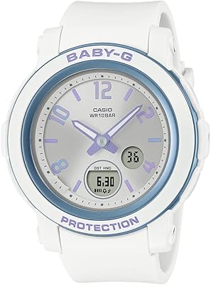 Montre analogique numérique baby g avec cadran argenté et bracelet en résine