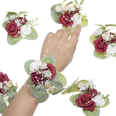 6 pièces fleurs artificielles en mousse marié garçons d'honneur homme mariée poignet bouquet