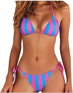 Ensemble bikini rembourré sexy deux pièces à rayures pour femme avec soutien-gorge monokini