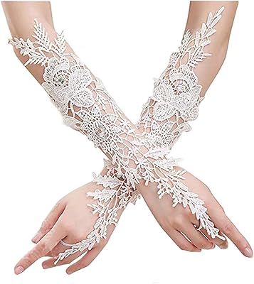 Gants de mariage en cristal blanc sans doigts, gants en dentelle pour banquet