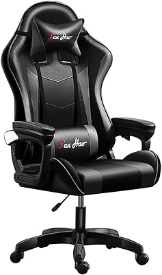 Chaise de jeu, chaise d'ordinateur réglable en cuir pu à dossier haut, conception