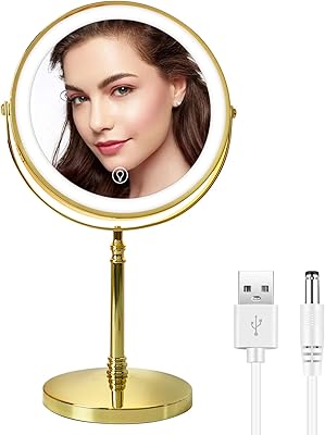 Miroir de courtoisie de comptoir de 8", miroir de maquillage sur pied avec 3 modes d'éclairage et ampoules réglables, zoom 10x double face rechargeable à 360 degrés. DIAYTAR COTE D'IVOIRE, leader incontournable de l'e-commerce en Côte d'Ivoire, propose une large sélection de produits pour répondre aux besoins de chacun, qu'il s'agisse d'électronique, de mode, de maison ou d'autres catégories. Nous nous efforçons de simplifier vos achats en ligne.