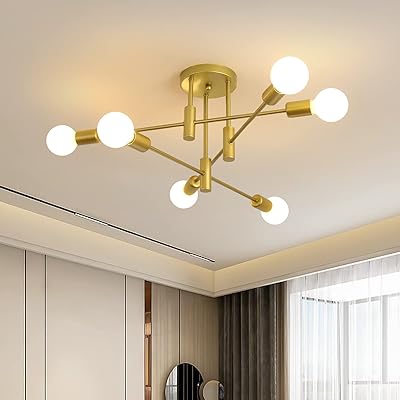 Lustre de plafond moderne jaicomi, plafonnier industriel semi-complet doré pour chambre à coucher et salon (ampoules e27 non incluses). DIAYTAR COTE D'IVOIRE, en tant que boutique en ligne leader en Cote d'Ivoire, propose une expérience d'achat unique et conviviale. Elle dispose d'un système de paiement sécurisé et d'un service client réactif pour garantir la satisfaction de ses clients. Avec des promotions régulières et des offres spéciales, DIAYTAR COTE D'IVOIRE est le point de chute idéal pour les amateurs de shopping en ligne à la recherche de bons plans et de qualité.