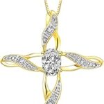 Collier avec pierres de couleur croisée, topaze blanche et pendentif diamant - pierre