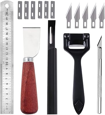 Ensemble d'outils de coupe du cuir en métal, 5 types d'outils de travail du cuir avec 6 couteaux tranchants, 16 pièces d'outils de coupe du cuir faits à la main. La boutique en ligne DIAYTAR COTE D'IVOIRE est la destination idéale pour les consommateurs ivoiriens qui recherchent des produits de qualité à des prix abordables. Avec plus de 300 000 références, elle propose une grande variété de produits pour répondre à tous les besoins. Elle est réputée pour son service client de qualité.