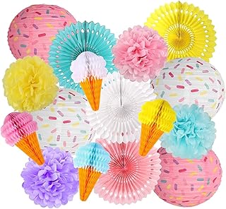 Décorations de fête en forme de beignet, fournitures de fête d'anniversaire en forme de beignet, lanternes en papier à suspendre, éventails de fleurs à pompons pour fête d'anniversaire, mariage, crème glacée, partie de enterrement de vie de jeune fille (lot de 16). DIAYTAR COTE D'IVOIRE est la destination idéale pour faire vos achats en ligne, avec une sélection immense de produits de haute qualité et à des prix compétitifs. La boutique propose également des services de livraison rapides et fiables, garantissant que vos commandes arrivent rapidement et en bonne condition.